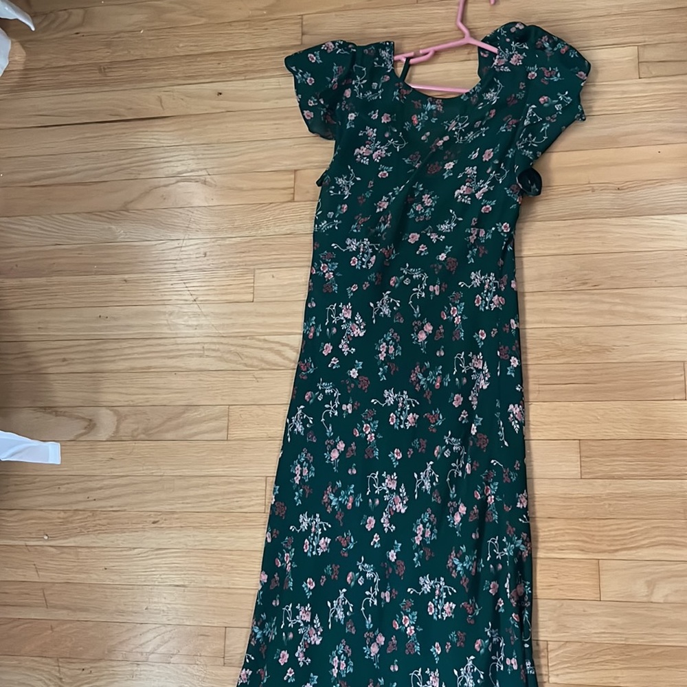 NWT Reformation Lisola Dress in Emilia dark green floral formal party long dress - Picture 7 of 10